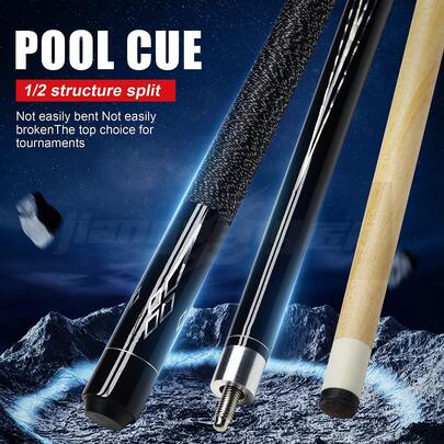1pc/4pcs Set (Includes Cue, Cue Case, Glove, Chalk) Professional Maple Wood Billiard Cue, 13mm Leather Tip, 1/2 Piece, Suitable For Adult Family Entertainment Training Chinese 9-Ball, Beginner Full Set Accessories