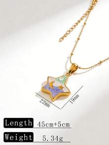 Star Pendant Necklace, Minimalist Versatile Choker Necklace, Elegant Clavicle Chain - Multicolor - View 3