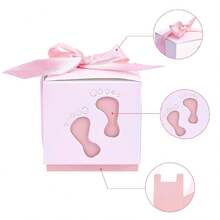 25 hộp quà tặng tiệc tiết lộ giới tính em bé, thiết kế hình dấu chân, màu hồng, xanh dương, xanh lá cây kèm ruy băng. - A - Xem 6