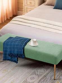 1 件装，抽象图案格子长凳套，提花弹力面料，现代简约风格，厚实加长，耐用防污，防猫，适用于家庭、办公室、长凳、钢琴凳、椅子等。 - 薄荷綠 - 查看 3