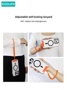 1pc Koolife Woven Phone Lanyard, Short Style, Adjustable Buckle, 360° Rotatable Metal Hook, Anti-Lost Pad, Durable Wrist Strap Suitable For Phone, Keys And Daily Use - Multicolor - View 5