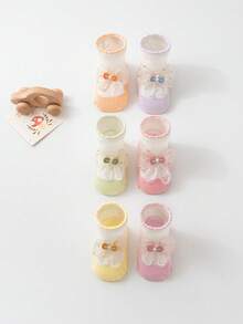 Neue weiche Schleifchen Baby Socken, nicht einengend, atmungsaktiv, geeignet für 0-1 jährige Mädchen, Prinzessinnenstil - Verschiedenfarbig - Übersicht 2
