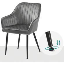 SONGMICS Esszimmerstuhl, 2er Set, Küchenstuhl, Sessel, Samt, Polsterstuhl mit Armlehnen, Loungesessel, bis 120 kg belastbar, Metallbeine, für Esszimmer, Küche, grau-tintenschwarz LDC087G02 WESI - Hellgrau + Tintenschwarz - Übersicht 8