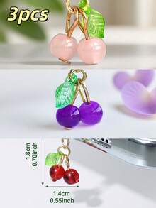 1 件红色樱桃吊坠硅胶防尘塞饰物适用于手机充电端口，适合 Lightning 和 Type-C 充电插座装饰 - 彩色 - 查看 17