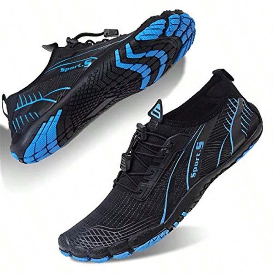 Water Shoes For Men Barefoot Quick-Dry Aqua Sock Outdoor Athletic Sport Shoes For Kayaking, Boating, Hiking, Surfing, Walking - blackBlue - 查看 1
