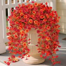 1pc Artificial Wisteria Vine Wreath, Lifelike Hanging Decor, Suitable For Home, Garden, Wedding, Spring, Valentine's Day, Wedding Arch, Wall, Garden, Green Plants, Bedroom, Office, Party Decoration - Orange - View 1