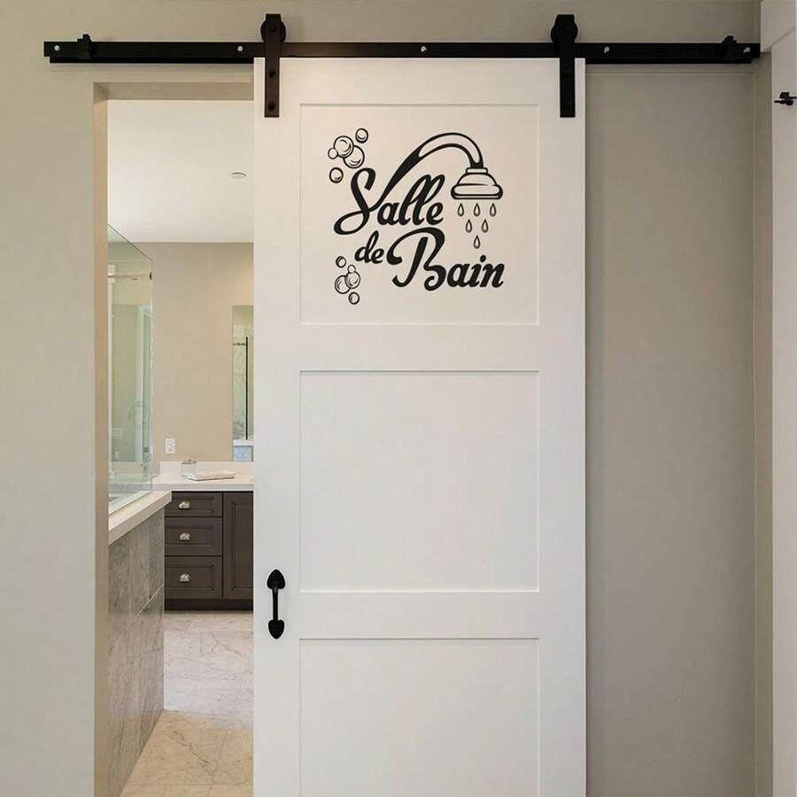 1pc French Shower Door Sticker, Suitable For Bathroom Shower Enclosure Home Decor - Multicolor - View 1