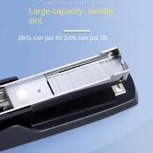 Portable Handheld Desktop Stapler, Metal Stapling Tools, Gray/Black Paper Stapler Machine, Labor Saving 9ZR2 - Gray - View 3