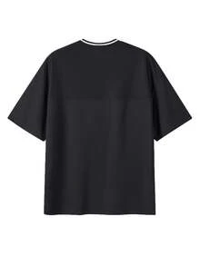 GRDR Camiseta de manga corta con cuello en V, estampado de eslogan en inglés, minimalista, de verano para hombre, cómoda y de moda - Negro - Ver 4