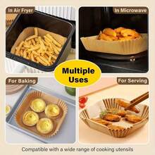 100pcs Air Fryer Paper,Air Fryer Liners Disposable, 125pcs Non-Stick Disposable Airfryer Liners, 8 Inch Unbleached Parchment Paper, Square Air Fryer Paper Liners For 5-8QT Air Fryer, Baking, Roasting Microwave - 100pcs - 查看 4