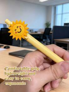 10pcs Sunflower Design Ballpoint Pens, 0.5mm Refill, Cute & Girly, Suitable For Writing, Gifting, Office, Drawing, High-Quality Reward/Prize - Multicolor - View 5