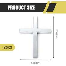 2 PCS 3D Cross Stickers 2.5*1.8 3D Alloy Car Metal Jesus Christ Cross Emblem Decals Self Adhesive Metal Auto Decor Emblem Decal Universal For Trunk Rear Fender Side Fender Silver - Bạc - Xem 2