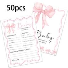 Thẻ dự đoán tiệc mừng em bé với nơ hồng, Thẻ gợi ý trò chơi cho tiệc mừng em bé. - B - Xem 9