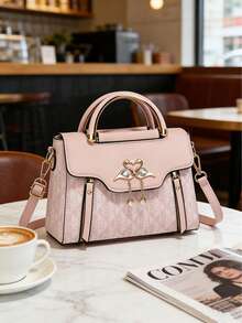 PIANEE Cute Flamingo Decor Mini Bag - Shoulder Crossbody Bag With Printed Pearl Pendant, Detachable Gold Chain Strap, Women Party/Date Gift - Pink - View 7