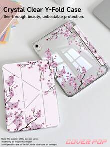 樱花图案平板电脑保护套，适用于 iPad Air 11 英寸 M3 2025/M2 2024、iPad Air 第五代 2022、(A16) 11 英寸第十一代 2025、Galaxy Tab、Kindle Paperwhite 第十二代 2024。透明背板搭配时尚图案，支持自动休眠/唤醒功能，内置气垫保护，适合作为礼物或办公用品。 - 彩色 - 查看 3