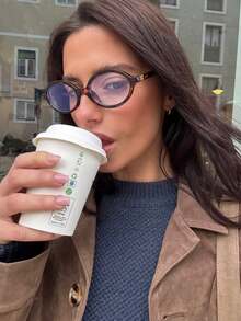 Turquoise Retro Small Frame Oval Women's Fashion Glasses, Reading School Reading Glasses, Black Glasses - Leopard Print Frame White Piece - View 6