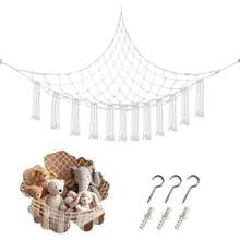 59 X 47 Inches Stuffed Animal Hammock Corner Net, Plushie Net For Stuffed Animals Corner Large, Cotton Hammock Holder For Home, Room, Wall, Bedroom Decor (White) - White-large - View 1