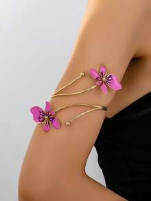 1件欧美风格不对称蝴蝶设计简约优雅手链/臂环，适合女性日常佩戴或参加派对场合。 - 紫色 - 查看 1