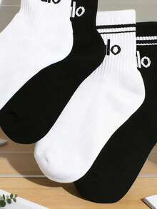 1/2/4 8 pares de calcetines deportivos de poliéster para exteriores - Cómodos, duraderos, unisex, adecuados para todas las estaciones, moda deportiva y casual - Multicolor - Ver 3