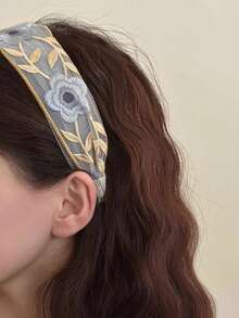 1pc Floral Print Boho Style Polyester Woven Embroidered Headband - Multicolor - View 4