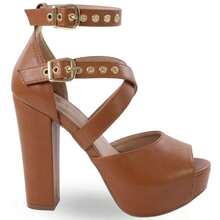 MODARPE Women's Platform Sandal With High Chunky Heel M21 - Rust Brown - View 3