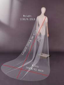 1条2.5米长薄纱围巾披肩，V领设计，饰有珍珠链，简约优雅，是女士婚纱的理想配饰，也适合正式场合、晚宴和派对。 - 彩色 - 查看 6