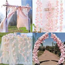 Blossom Garland Fake Cherry Flower Vines 2 Pcs Artificial Flower Garland Silk Hanging Floral Garland For Wedding Party Arch Office Pink Room Decor Japanese Kawaii Home Decoration - 2Pack - 查看 7