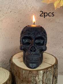1pc Halloween Skull Scented Candle, Suitable For Indoor Halloween Parties And As Gifts, Can Also Be Used As Halloween Decorations, Creating A Spooky Atmosphere For Home Or Room Decor - Multicolor - View 13
