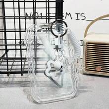 1 Set Wave-Shaped Card Holder Soft Plastic Card Sleeves With Lanyard, Portable Student/Office Supplies - Wave Shape - View 5