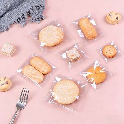 Túi nướng trong suốt, nhiều kích cỡ, túi cellophane tự dán trong suốt, túi nhựa có thể đóng mở lại, thích hợp cho bánh quy, kẹo, bánh nướng, quà tặng tiệc tùng, v.v.