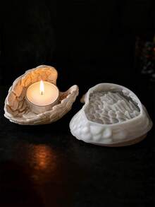 DIY心形羽毛翅膀造型首饰收纳饰品硅胶模具香薰烛台石膏水泥混凝土浇铸模具水晶烛台环氧树脂滴胶模具 - 白色矽膠模具 - 查看 6