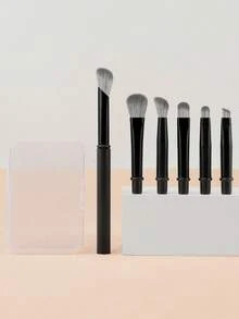 6件套迷你旅行化妆刷套装，包括粉底刷、腮红刷、眼影刷，带刷架，适合旅行/居家/办公使用，方便携带。 - 彩色 - 查看 2