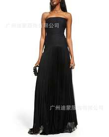 2026 Women Fashion Hot Selling Casual Ribbed Fabric Strapless Pleated Mini Dress European American Style Elegant Party Evening Dresses - 天藍色 - 查看 7