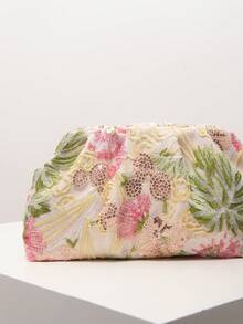 Túi xách cầm tay xếp ly đính sequin và thêu hoa, thích hợp cho các buổi dạ hội, tiệc tùng, dạ tiệc, đám cưới, phụ kiện thanh lịch dành cho nữ, quà tặng cho phái nữ. - Nhiều màu - Xem 4