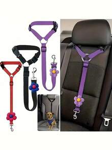 1pc Pet Car Safety Leash, Pet Car Traction Rope, Dog Safety Belt Buckle, Dog Car Safety Belt, Christmas Gift For Dogs - Multicolor - View 2