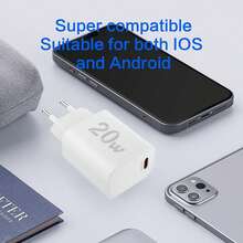 20W USB-C PD Fast Charger, Compatible With IPhone 17/16/15/14/13/12 Plus Pro MAX Mini, Galaxy S24/23/22 And Other USB-C Devices - White PD20W - View 5