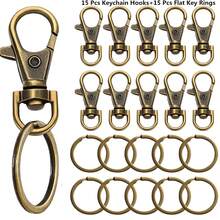 30pcs Metal Swivel Hooks With Key Rings Set, 15pcs Lobster Clasps And 15pcs Flat Key Rings - For Making Keychains, Lanyards, Bags, Dog Leashes, DIY Crafts And Gift Accessories - Center Button Flat Circle - View 8