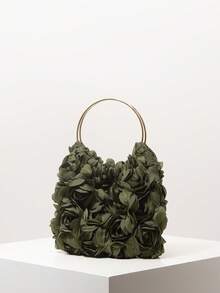 Floral Pop Metal Ring Bag Charms, Elegant Women's Wallet, Gala Night Party Outfits, Prom Bag And Accessories, Wedding Items, Gifts For Women (Patterns Randomly Assorted) - Green - View 2
