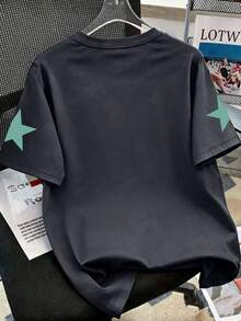 1 Set Suitable For Tween Boys, Short Sleeve T-Shirt With Sweatpants Set, Featuring Face Print, Perfect Summer Gift For School And Outdoor Wear, Spring/Summer - Multicolor - View 5