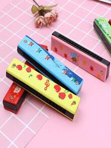 2pcs Cartoon 16-Hole Double-Row Harmonica, Musical Instrument Gift Suitable For Adult Beginners - Multicolor - View 5