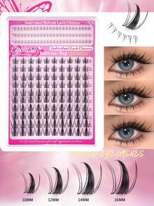 136/160/220片卡通浓密自然款假睫毛，刺猬头造型，含下睫毛，DIY睫毛嫁接，6-16mm D卷度混合长度蓬松簇状猫眼水润效果假睫毛，分段式假睫毛，下睫毛，单根睫毛，可重复使用，适合在家、派对和庆典中打造浓密、自然、迷人的睫毛效果。 - D - 查看 11