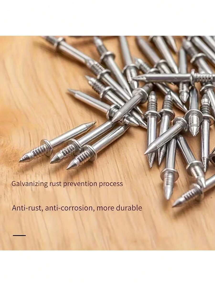 100/200颗双头隐形钉，防锈耐用，带套管，适用于踏板、木板、橱柜等各种用途。 - 無縫釘 - 查看 1