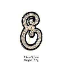 1pc Cute Zinc Alloy Rhinestone & Enamel 26 English Letter Brooch, Suitable For Women's Daily Wear - Gold and Black - View 33