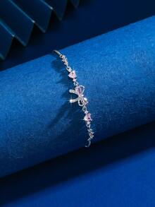 1件优雅可爱奢华蝴蝶心形锆石可调节手链，适合女性和女孩日常佩戴、生日礼物、毕业派对，为装扮增添精致感。 - 彩色 - 查看 11