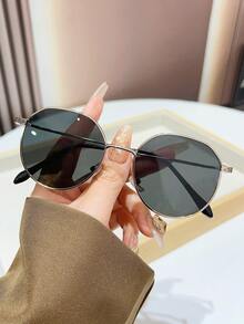 1 chiếc kính thời trang nữ gọng kim loại bất đối xứng, phong cách đường phố tối giản, đa năng, phù hợp với trang phục thường ngày. - Nhiều màu - Xem 11