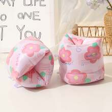 Pink Floral & Heart Print Inflatable Arm Bands Swimming Floaties Water Play Gear - Pink - View 4