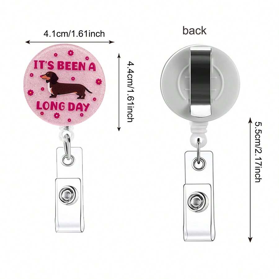 1个闪光腊肠犬徽章卷轴，适用于护士 - B-粉紅色 - 查看 1