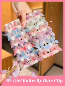 24pcs Colorful Gradient Chiffon Butterfly Hair Clips - Multicolor - View 10
