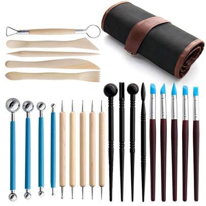 24pcs Pottery Tools Set, Clay Sculpting Carving Modeling Ceramic Making