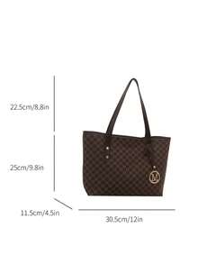 New Lightweight Tote Bag For Women With Rivet Decor, Large Capacity Suitable For Commuting, Shopping, Office, University - Coffee Brown - View 8